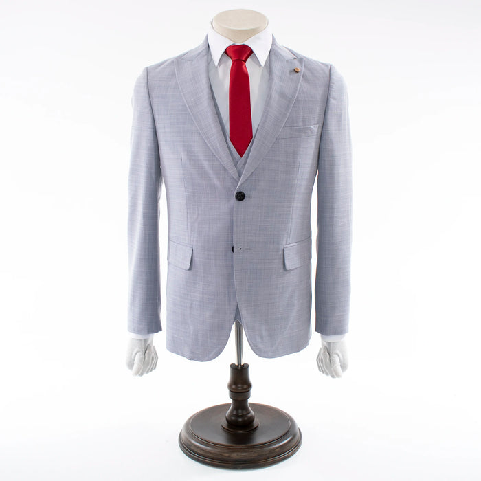 Ash Gray Twill 3-Piece Tailored-Fit Suit