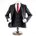 Men's Black Checked 3-Piece Tailored-Fit Suit - Double Breasted Vest