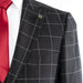 Men's Black Checked 3-Piece Tailored-Fit Suit - Peak Lapel