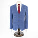 Men's Blue Checked 3-Piece Tailored-Fit Suit - Front Button Closure