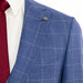 Men's Blue Checked 3-Piece Tailored-Fit Suit - Peak Lapel