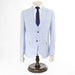 Men's Light Blue Checked 3-Piece Tailored-Fit Suit - Single Button Closure