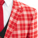 Men's Red And White Plaid 3-Piece Suit With Peak Lapels