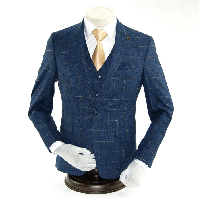 Blue Checked Designer 3-Piece Suit