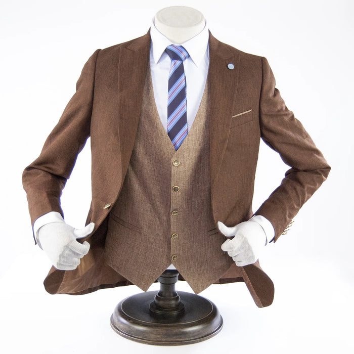 Brown Twill Designer 3-Piece Suit