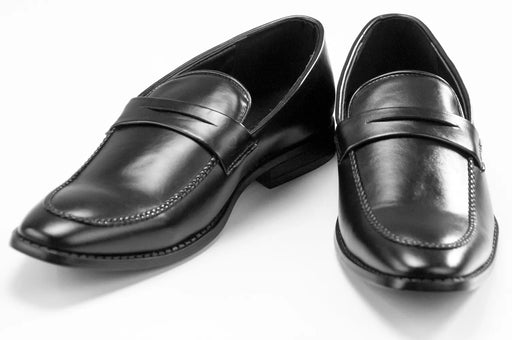 Men's Black Leather Penny Loafer Dress Shoe