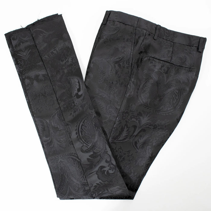 Black Damask No Lapel Slim-Fit Tuxedo - Pants