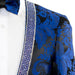 Blue Damask No Lapel Slim-Fit Tuxedo - Greek Key Rhinestone
