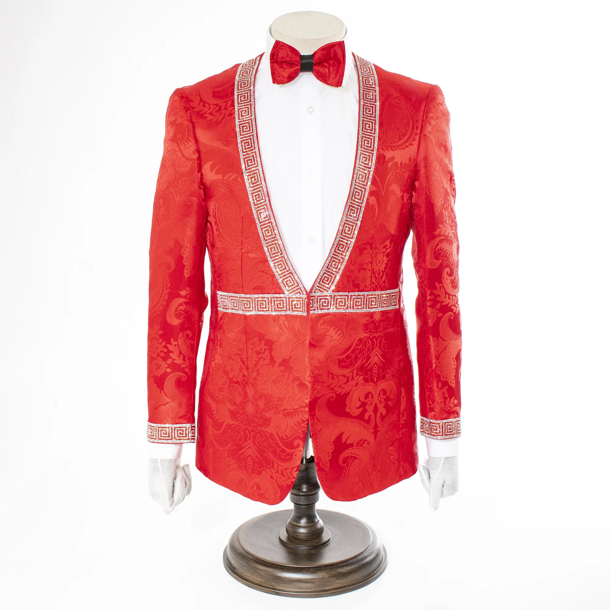 Red Damask No-Lapel 2-Piece Slim-Fit Tuxedo — dolce vita MEN