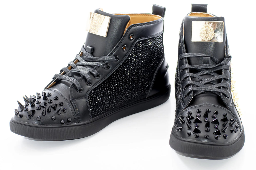 Black and Gold Spiked High-Tops