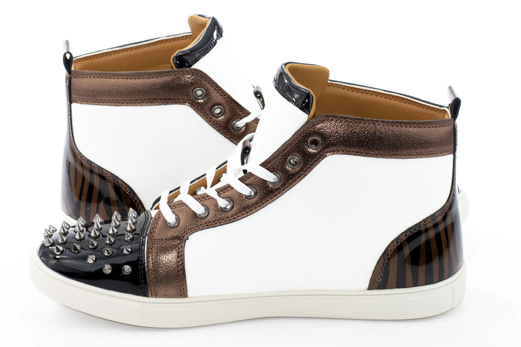 White and Bronze Spiked High-Tops