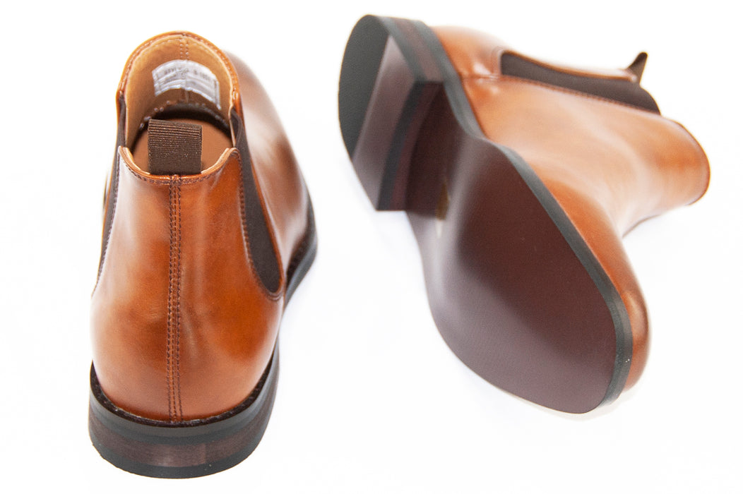 Cognac Brown Leather Chelsea Boot Front Rear And Sole