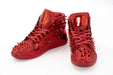 Red Glittered Spiked High Top Sneakers - Vamp, Toe, Outsole