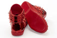Red Glittered Spiked High Top Sneakers - Back, Sole