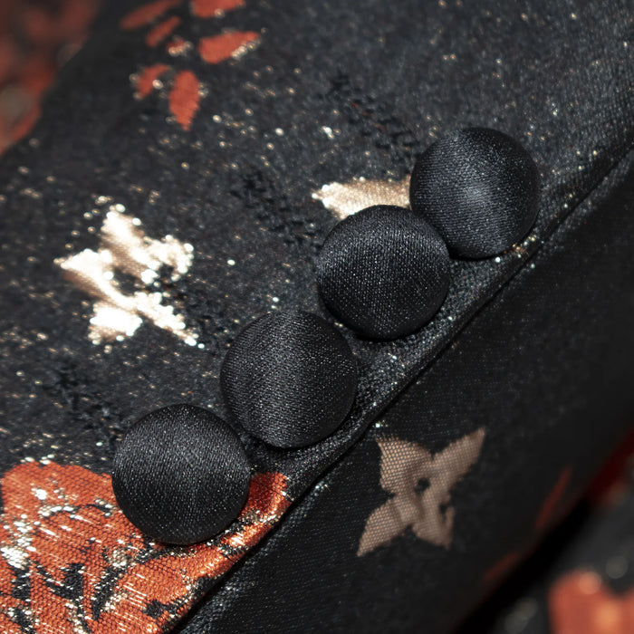 Black Floral Slim-Fit Jacket With Rhinestone Lapel