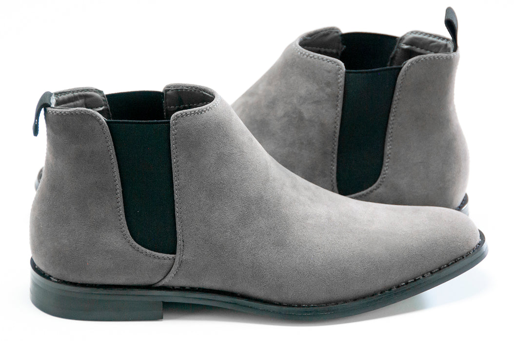 Charcoal Gray Suede Chelsea Boot - Quarter And Heel