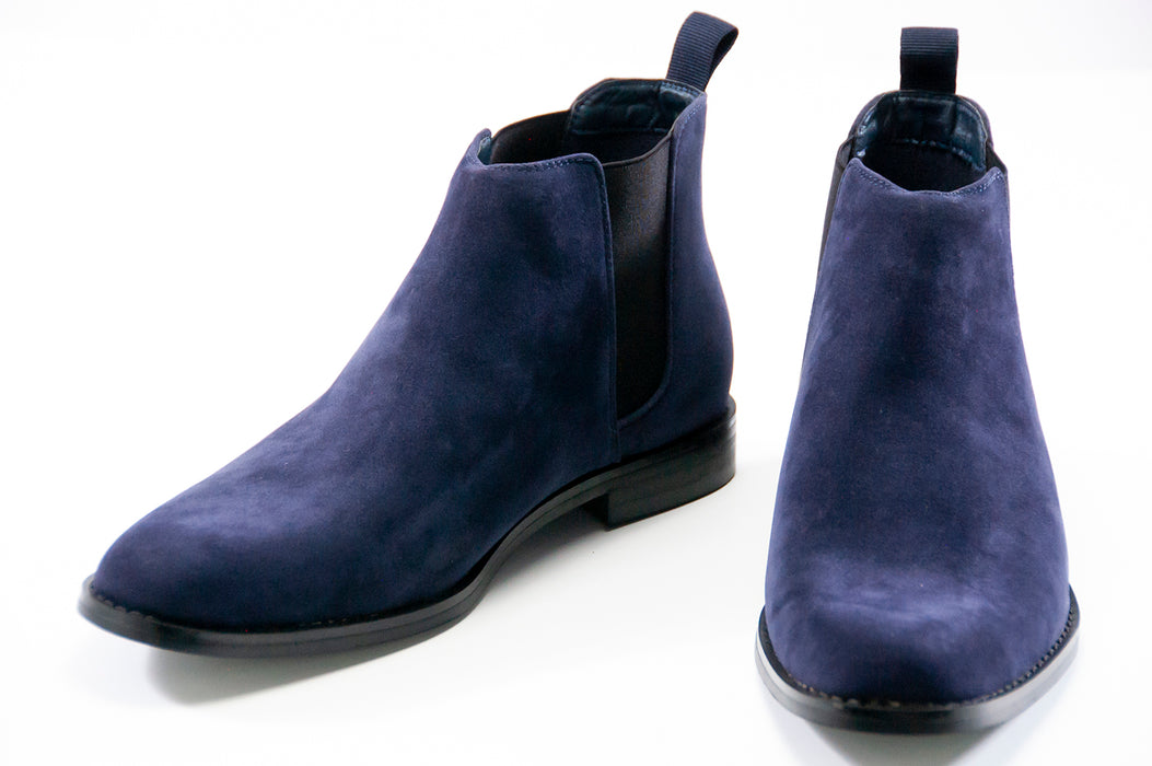 Navy Suede Chelsea Boot - Vamp, Toe, Outsole