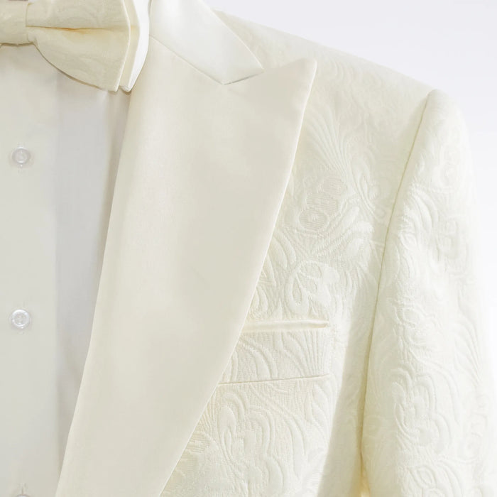Men's Off White 3-Piece Floral Tuxedo