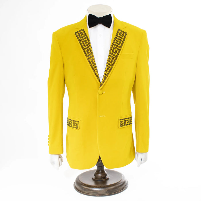 Mustard Yellow Velvet Grecian Slim-Fit Jacket
