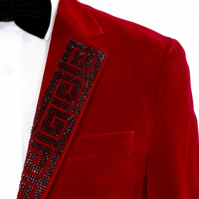 Red Velvet Grecian Slim-Fit Jacket