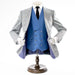 Men's Blue And Gray Dupplin Plaid 3-Piece Suit