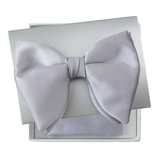 Men's Silver Butterfly Bowtie And Handkerchief