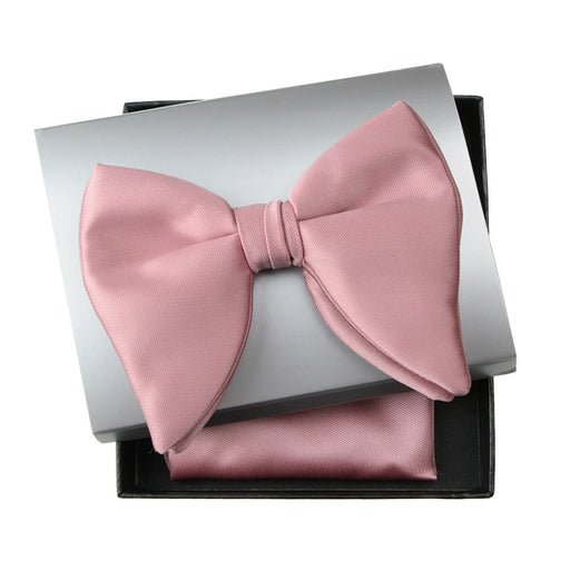 Men's Rose Pink Butterfly Bowtie And Handkerchief