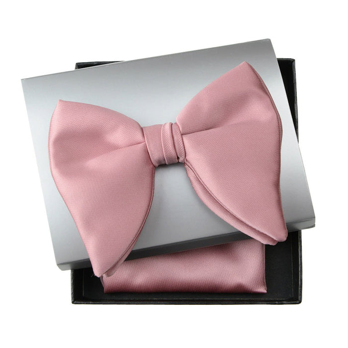 Men's Rose Pink Butterfly Bowtie And Handkerchief