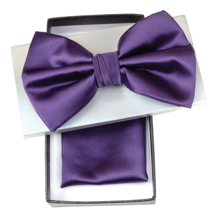 Dark Purple Solid Pre-Tie Satin Bow Tie