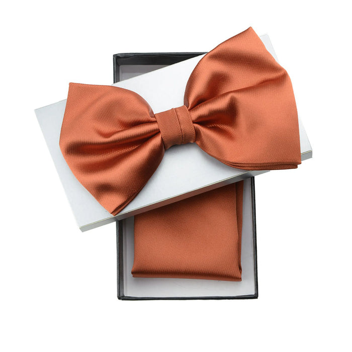 Orange Solid Pre-Tie Satin Bow Tie
