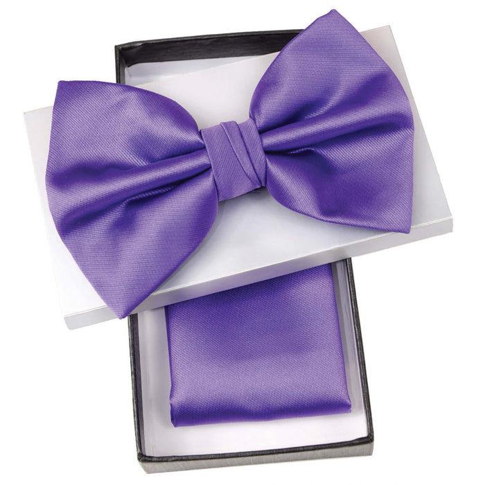 Purple Solid Pre-Tie Satin Bow Tie