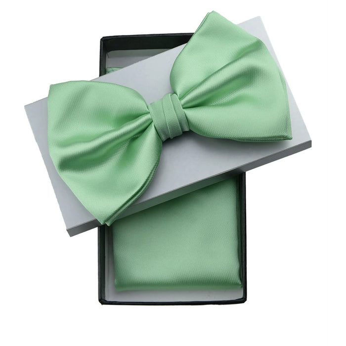Mint Green Solid Pre-Tie Satin Bow Tie