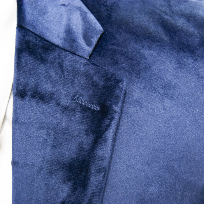 Blue Designer Velvet 3-Piece Slim-Fit Tuxedo with Plaid