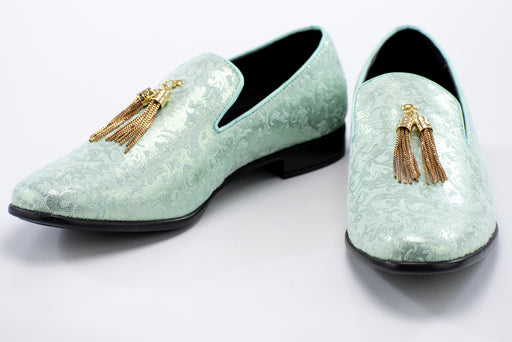 Men's Mint Green Slip-On Dress Loafer With Gold Tassels