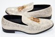 Men's Beige Slip-On Dress Loafer With Gold Tassels