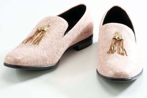 Men's Pink Slip-On Dress Loafer With Gold Tassels