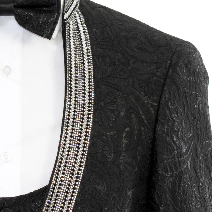 Men's Black 3-Piece Tuxedo With Rhinestones