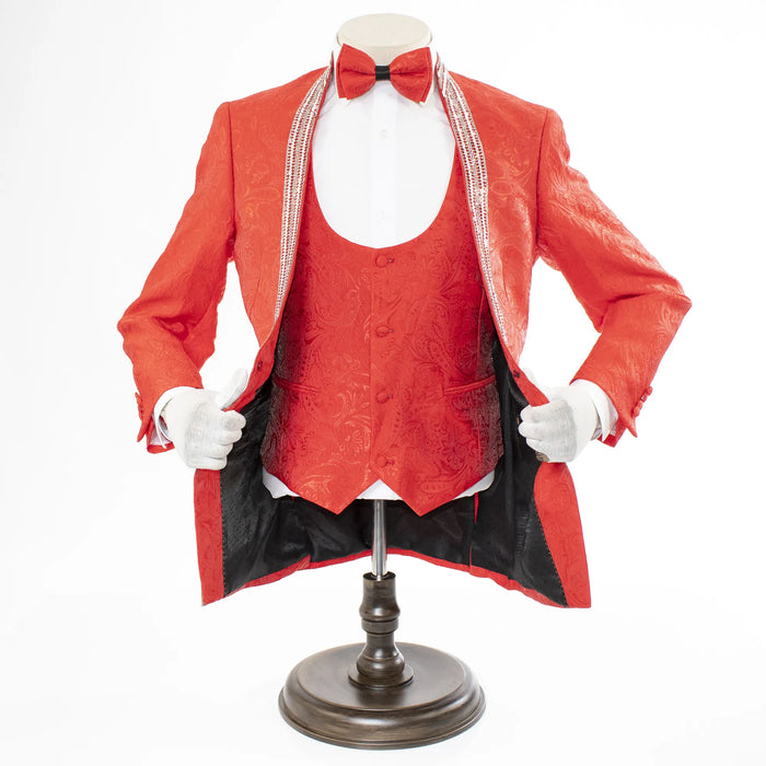 Men's Red 3-Piece Tuxedo With Rhinestones