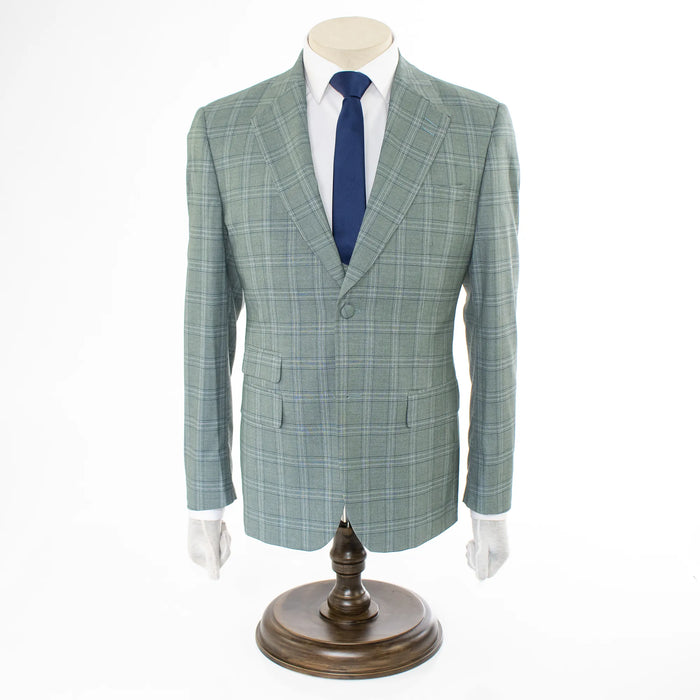 Men's Green Plaid 3-Piece Modern-Fit Suit