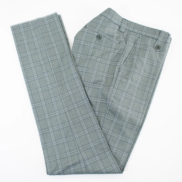 Men's Green Plaid 3-Piece Modern-Fit Suit Pants