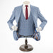 Men's Teal Blue Plaid 3-Piece Modern-Fit Suit And Double Breasted Vest