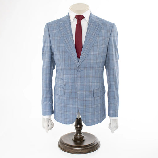 Men's Teal Blue Plaid 3-Piece Modern-Fit Suit