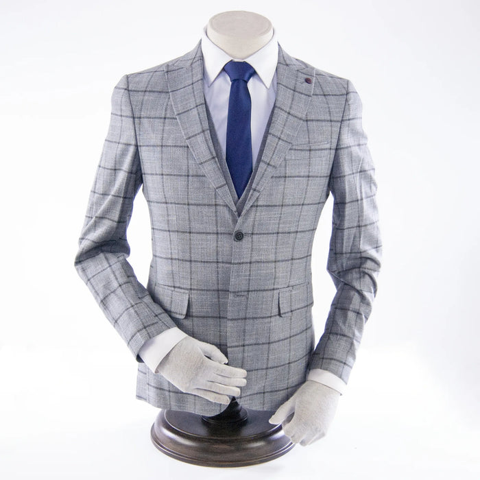 Gray and Black Checked Designer 3-Piece Suit