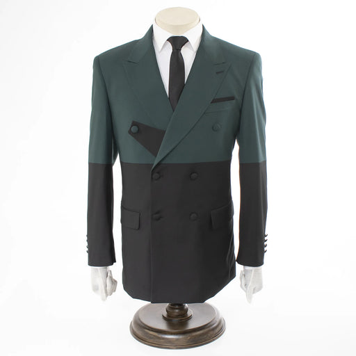 Men's Green Double-Breasted 2-Piece Suit - Front, Double Breasted Button Closure