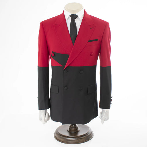 Men's Black And Red Slim-Fit Suit