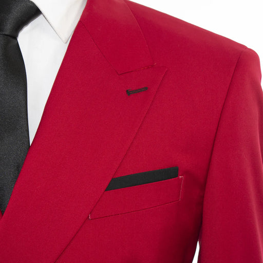 Men's Black And Red Slim-Fit Suit