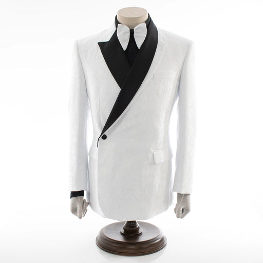 Men's White Floral 3-Piece Slim-Fit Tuxedo With Satin Lapel