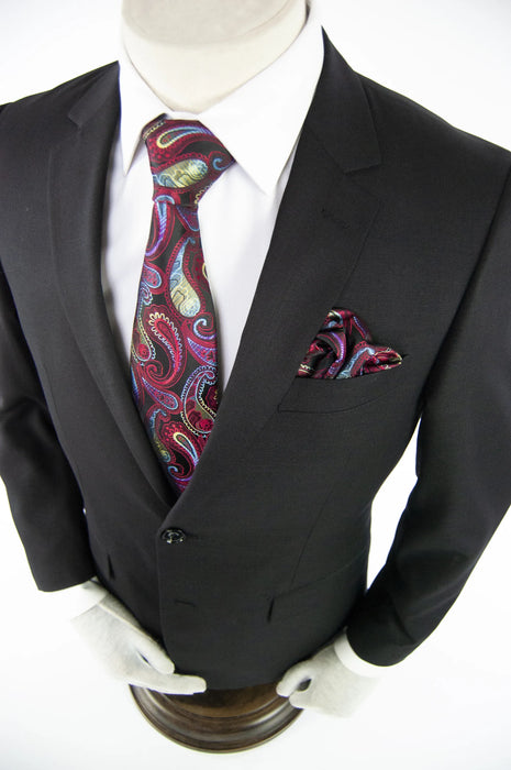 Black Classic European 2-Piece Slim-Fit Suit