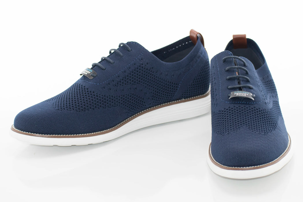 Navy Oxford Brogued Lace-Up Dress Sneaker