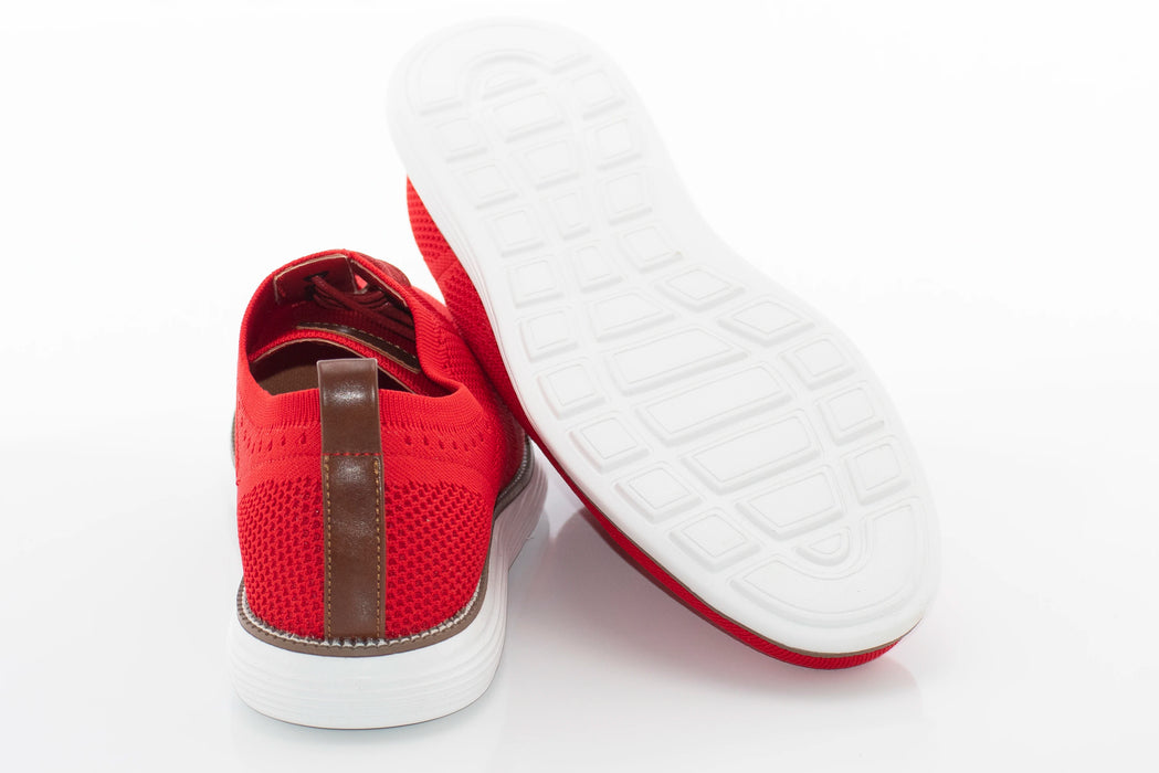 Red Oxford Brogued Lace-Up Dress Sneaker